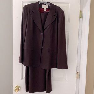 Women’s Wool Burgundy Suit Jacket & Skirt Set - Size 10